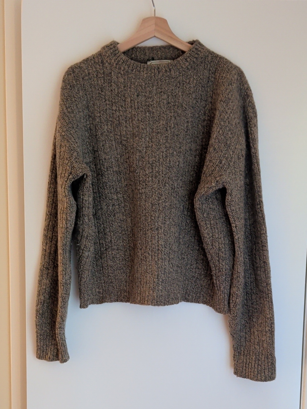 American Eagle Chunky Wool Sweater in Taupe /Heather Brown